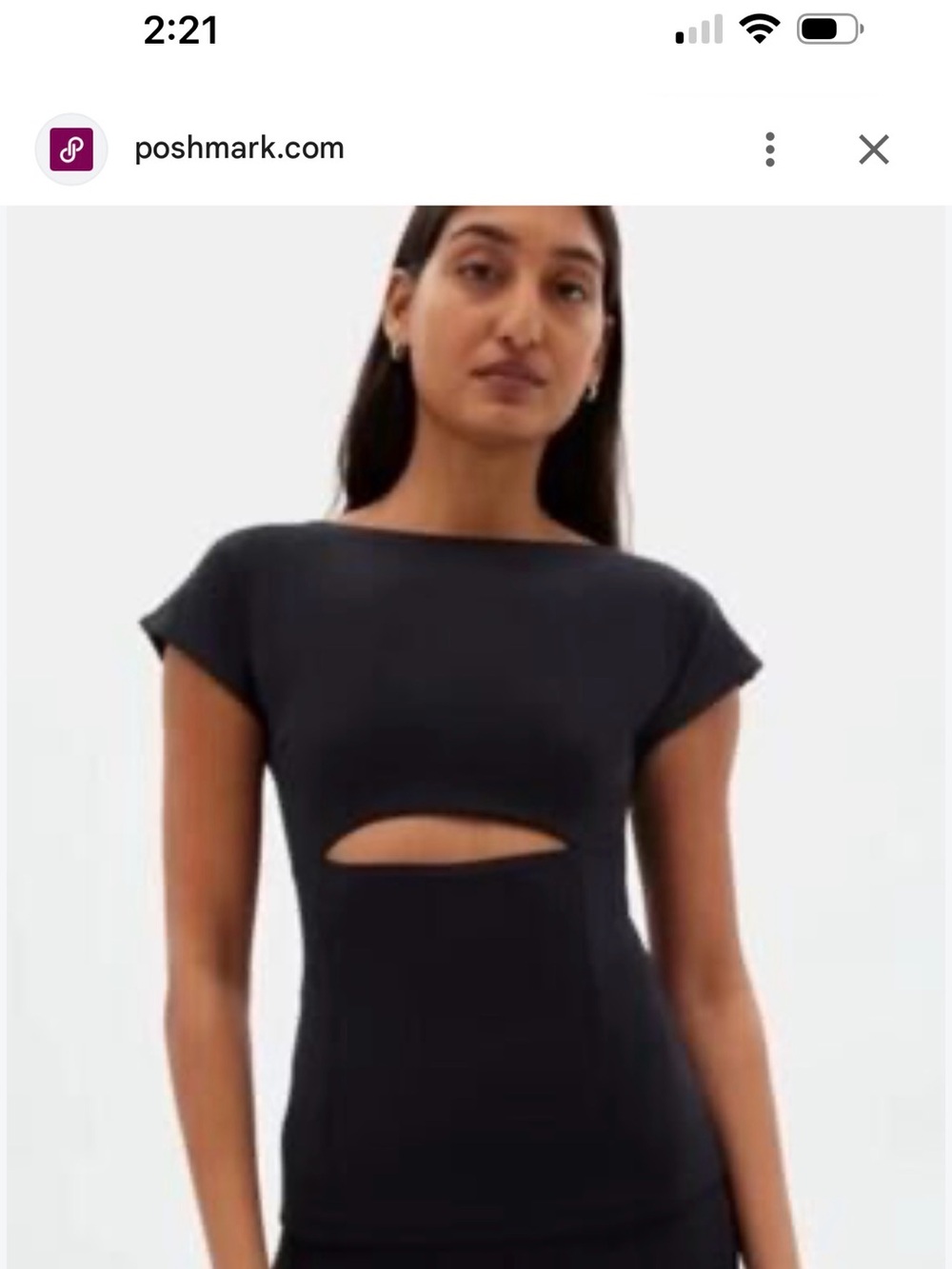 Girlfriend Collective Black Cutout Cap-Sleeve Women's Top Size Small